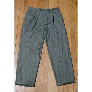 Hart Schaffner Marx Trousers Dress Pants Mens 36 Fit Gray Wool Pleated Cuffed